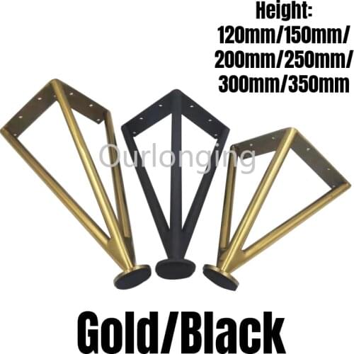 2PCS Adjustable Black Golden Furniture Legs Feet Stainless Steel Table Carbinet Bed Coach Foot Home Office Accessory 12-35cm