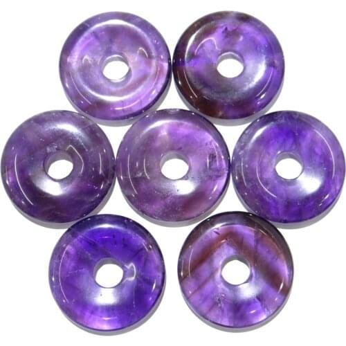 30mm natural stone Turquoise Opal Quartz crystal tiger eye donut pendant for diy jewelry making necklace Accessories12pcs A3