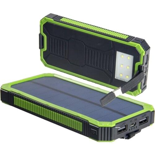Portable Solar Power Bank Dual USB Power Bank 8000mAh waterproof powerbank bateria external Portable Solar Panel with LED light