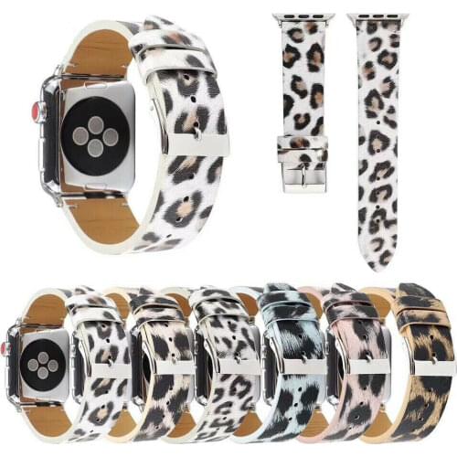 PU Leopard Print Band Strap For Apple Watch Band 5 4 3 44mm 40mm 38MM 42mm Microfiber Modern Design Bracelet