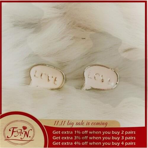 2021 New Popular Quality Hot Sale Classic Lovely Pink Color Bubble Dialog Box Style LOVE Letters Fashion Stud Earrings for Girls