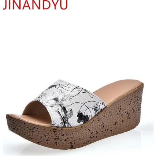 Wedge Heel Platform Shoes Women Summer Slippers Elegant New Thick Bottom Sandal Slides Flip Flops Casual Footwear Open Toe Mules