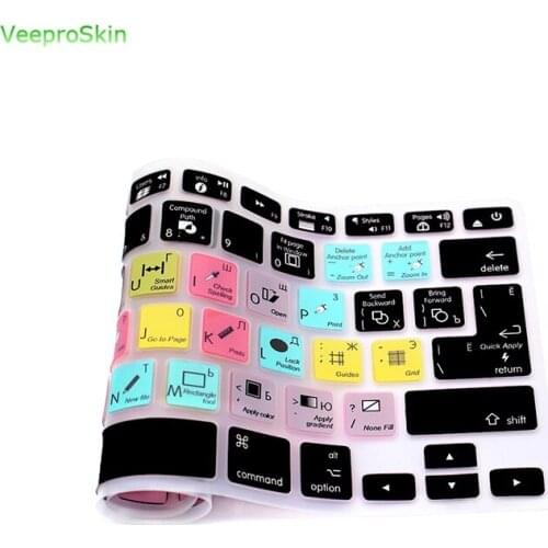 For Macbook Pro Retina Air 13" 15" Shortcuts Hotkeys Silicone Keyboard Skin Cover Keyboard Protective Film Russian Indesign