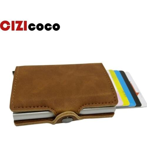High Quality PU Leather Metal Men Card Holder RFID Aluminium Fashion Credit Card Holder With RFID Blocking Mini Wallet