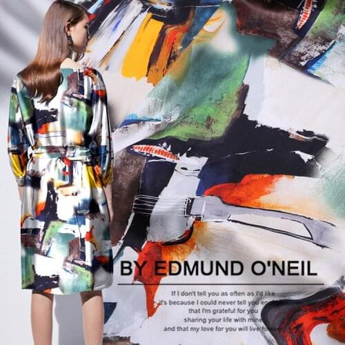 Customized soft and slippery digital inkjet printing silk stretch satin fabric silkworm silk satin cheongsam dress fabric