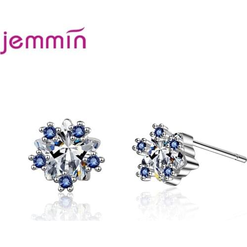 New Arrival 925 Sterling Silver Stud Earrings Square Cubic Zirconia Stone Hot Sale Women Girls Party Appointment Jewelry