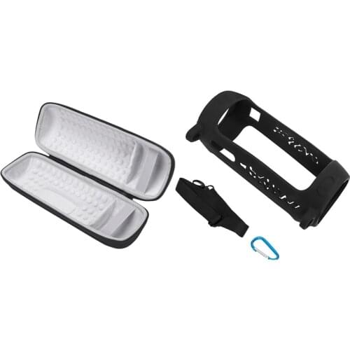 1 Set for JBL Pulse 4 Speaker Carry Storage Case Bag(Gray)& 1 Set Outdoor Portable Soft Silicone Protective Case Black