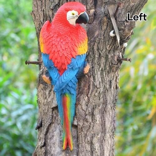 12.2'' Hanging Parrots Statue Realistic Wall Mounted Resin Animal Sculptures for Patio Garden Tree Indoor Home Decor FU
