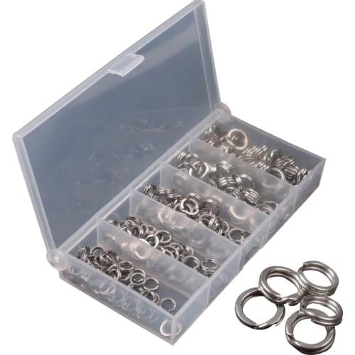 200pcs/lot 4mm-9mm Stainless Steel Split Ring Assorted Fishing Tackle Fishing Rings For Blank Lures Crankbait Hard Bait