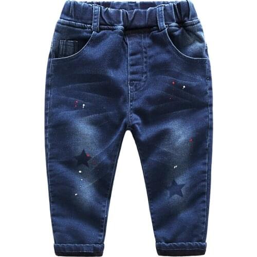 2018 Fashion Spring Winter Casual Girls Bow Jeans Cotton Kids Clothes Children Skinny Cashmere Pants Warm Elastic Trousers