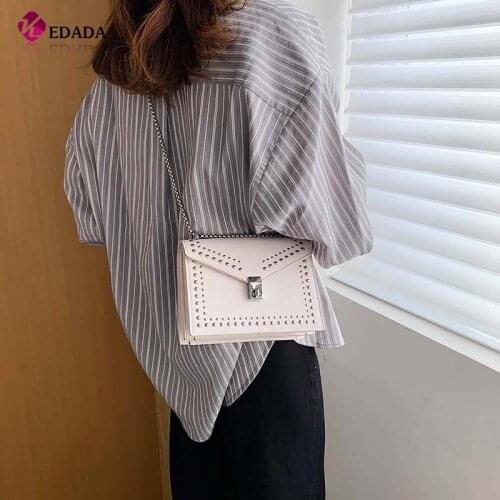 2021 Scrub Leather Designer Brand Single Shoulder Handbags For Women Whain Rivet Luxury Crossbody Handbag Fashion Small Handbag