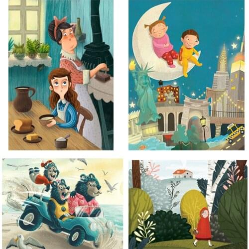 5D Art Illustration Full Circle Square Diamond Painting Cross Stitch Embroidery Rhinestone Illustration Decorative Painting DIY