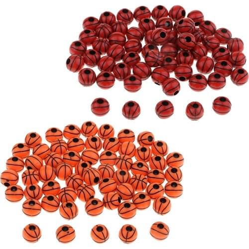 60pcs Resin Sports Beads Basketball Spacer Beads for DIY Jewellery Making 12mm Round Basketball Decorative