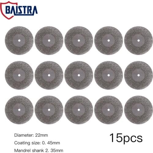 15 Pieces Dental Lab Diamond Disc Cutting Double Side Disk Tool Coating 0.45mm Diameter 22mm For Polisher Machine Jewelry