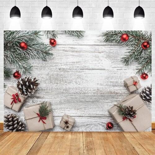 Yeele Photocall Merry Christmas Backdrop Wood Board Red Ball Baby Party Decor Photography Photographic Background Photo Studio