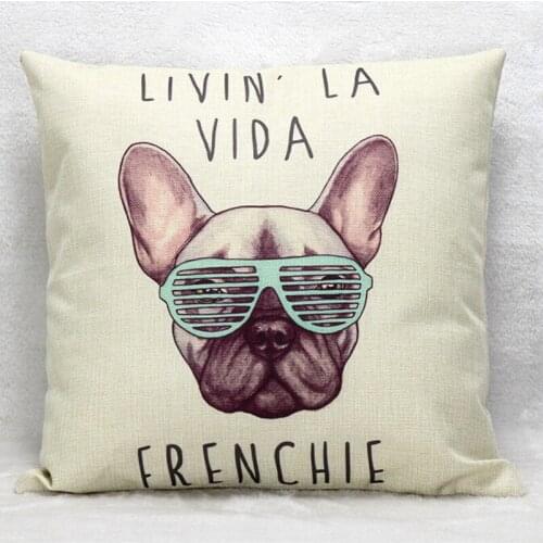 Frenchie linen cotton cushion wihtout inner french bulldog animal pillow pattern design decorative throw pillows cojin