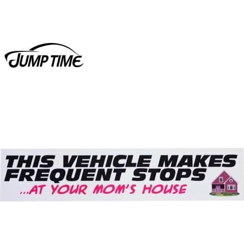 JumpTime 13cm x 2.8cm This Vehicle Stops At Your Moms House JDM Sticker Waterproof Car Stickers Car Bumper Window Decal