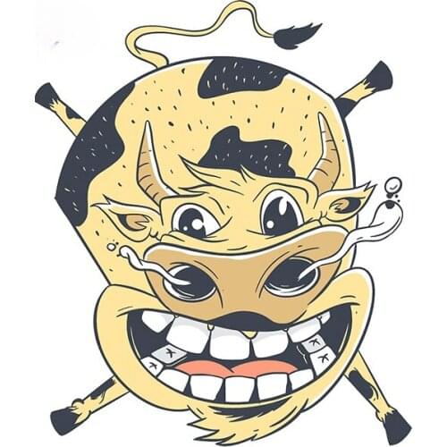 Creative Animal Cartoon Flying Cow Car Sticker Snowboard Car Styling Decal Waterproof Snowboard Camper Decoration Kk13*13cm