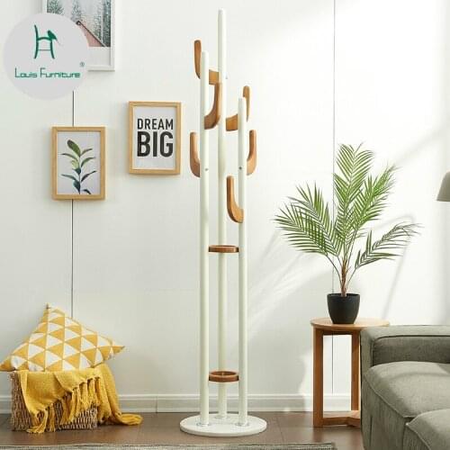 Louis Fashion Creative Coat Rack Floor Living Room Simple Bedroom Iron Art Clothes Household Modern Solid Wood Hanger