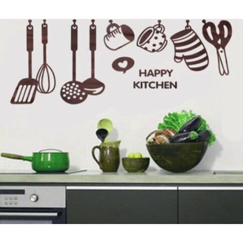 Cooking Utensil Spatula Wall Stickers Home Decor Kitchen Coffee Restaurant Removable Cupboard Mural Art Vinyl Wall Decal 1531