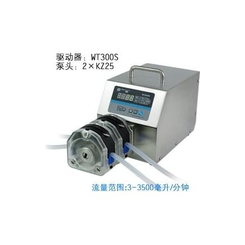WT300S 2xKZ25 Lab Food Industrial Basic Speed Variable Peristaltic Filling Dosing Pump 80-3500ml/min