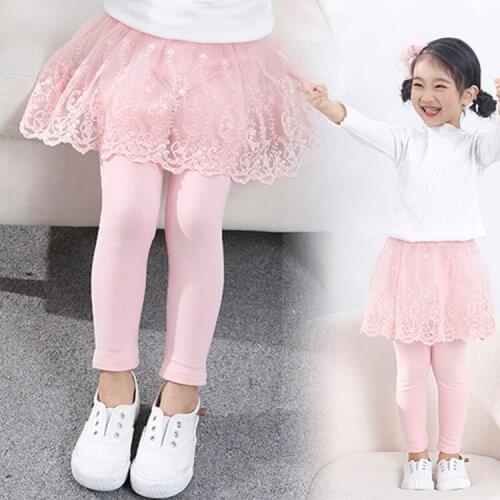 Girls Leggings Skirt Pants for Children Lace Princess Skirt-pants Elastic Pencil Pants Trousers Kids Dance Pants Culottes