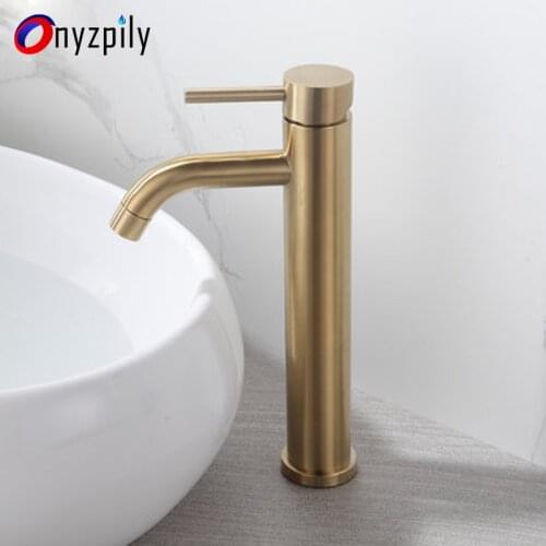 Brushed gold Table Pot Faucet Cold and Hot Water Washing Pot Single Hole Faucet