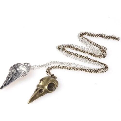 Fashion Vintage Punk Jewelry Crow Skull Necklace Skull Hip Hop Personality Accessories Pendant Necklace