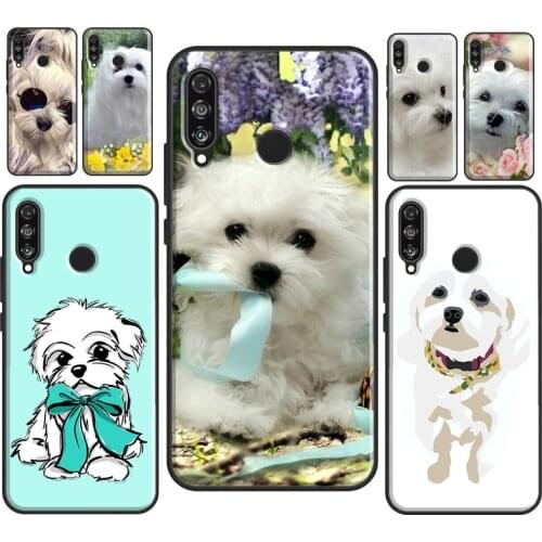 Cartoon Maltese Dog Soft Case For Huawei P30 Lite P20 P40 Mate 10 20 Pro P Smart 2019 Z 2021 Phone Back Cover
