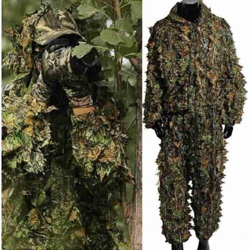 Hunting Clothes New 3D Maple Leaf Bionic Ghillie Suits Yowie Sniper Birdwatch Airsoft Camouflage Clothing Jacket and Pants