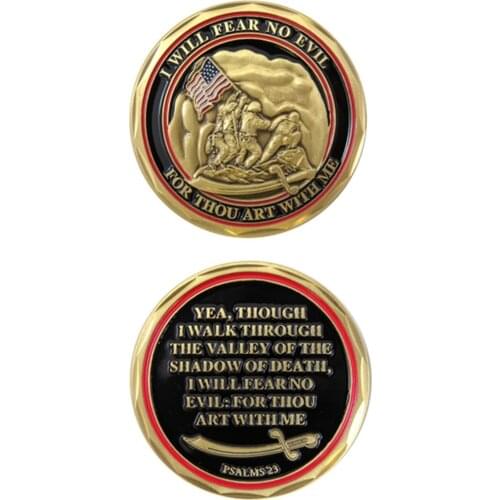 Custom coins low price Military US Marine Corps Psalms 23 Challenge Coin New Raising the Flag oem metal milirary coins FH810244