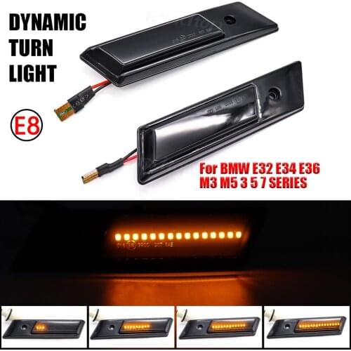 Pair Side Light Dynamic Turn Signal Lamp For BMW 3 5 7 Series E32 E34 E36 1990-1996 LED Sequential Lamp Blinker Indicator