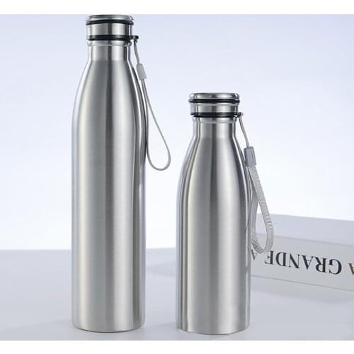 650/1000ml Portable Outdoor Water Bottle Stainless Steel Large Capacity Single Wall Hot Cold Water Bottle Insulated Vacuum Cup
