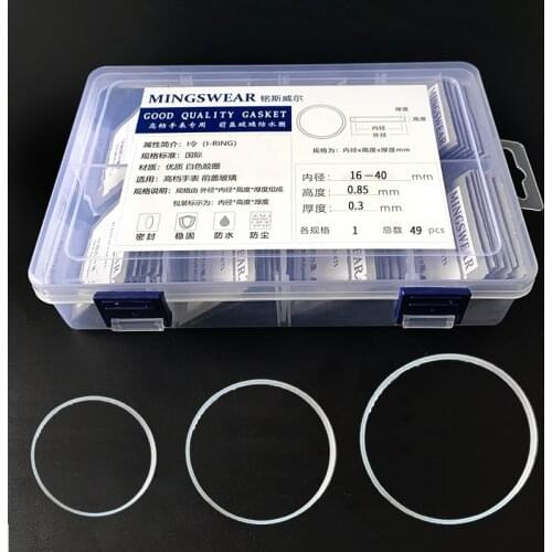 [total 49pcs] White gasket 16-40mm dia high 0.85 thick 0.3mm watch Gasket parts for front glass free shipping