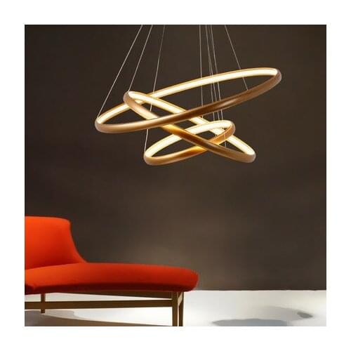 Modern Pendant Lights For Living Room Dining Room 4/3/2/1 Circle Rings Led Lighting Ceiling Lamp Fixtures luminaire suspendu