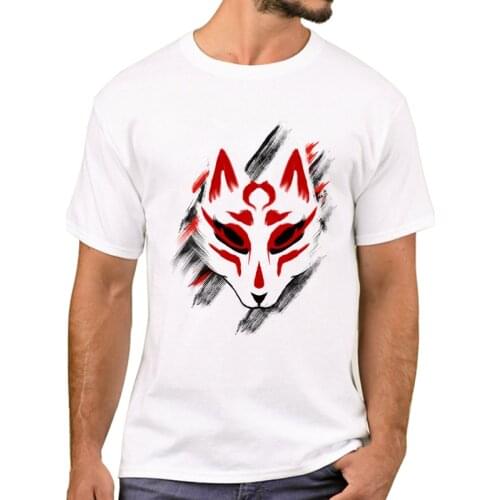 TEEHUB Hot Sales Fashion Kitsune Mask Men T-Shirt Japanese Fox Printed T Shirts Short Sleeve Tshirts Boy Harajuku Tee