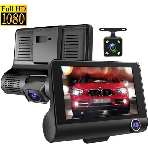 Full HD 1080P Car Dash Camera Video Recorder DVR Cam 3 Lens Dashboard Cycling Record G-Sensor Night Vision Dashcam Black Box
