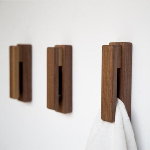 High-end Creative Solid Wood Towel Hook Wall Kitchen Rag Storage Hook Free Perforated Wooden Sticky Hook Gift Home Decoration