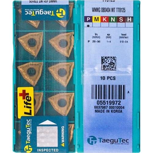 WNMG080404-MT TT8125 Original Taegutac Carbide Inserts Turning Inserts Lathe Tools 10Pcs/Lot