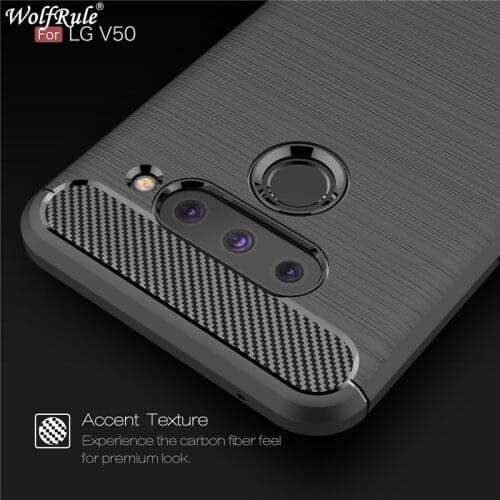 Wolfrule For Cover LG V50 Case Carbon Fiber Bumper Case For LG V50 Cover Silicone Rubber Phone Cases For LG V50 ThinQ 5G Coque