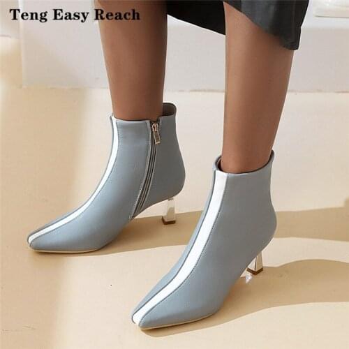 Women boots ботинки зимние женские ankle boots high heels shoes woman zapatos de mujer 2020 leather boots women CN 39 40