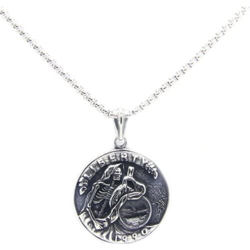 1pc Newest Ghost Skull Clock Cool Pendant 316L Stainless Steel Jewelry Punk Skull Pendant