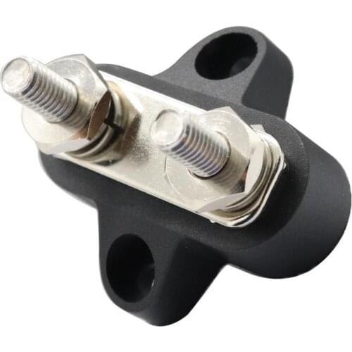 2 Pieces Boat DC48V Heavy Duty Double Terminal Studs M6 (1/4'') Power Distribution Block (Red & Black)