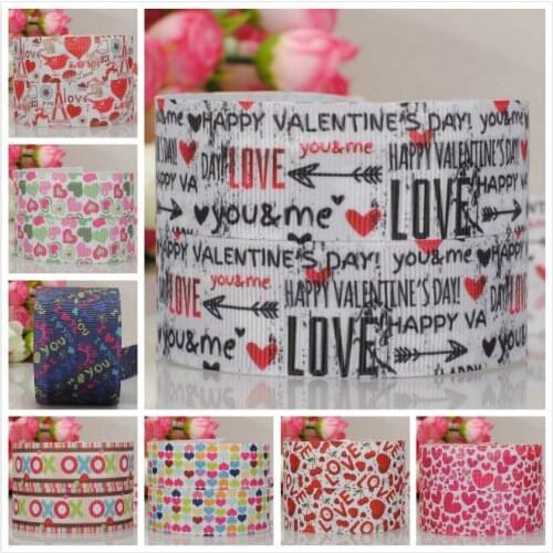 50% off 1" 2mm Love for Valentines Day cartoon printed grosgrain ribbon 5 /10/20yards/print random delivery