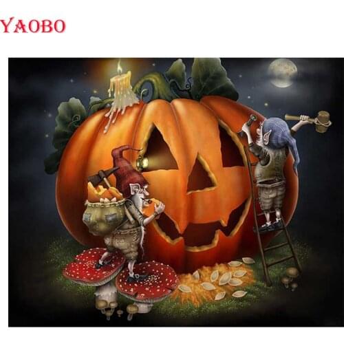 5d diy diamond painting Halloween cartoon pumpkin pattern full square/round drill Diamond Embroidery sale mosaic cross stitch