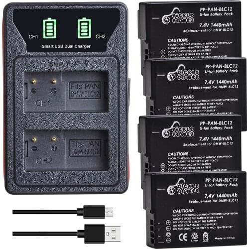 DMW-BLC12 DMW-BLC12E BLC12 Battery + LED Built-in USB Dual Charger for Panasonic Lumix FZ1000 FZ200 FZ300 G5 G6 G7 GH2 GX8