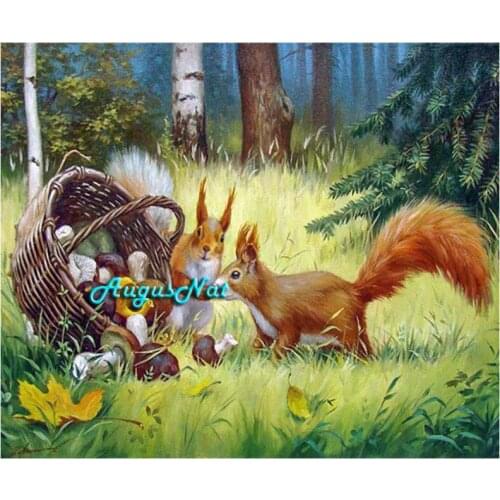 Squirrel diamond painting cross stitch forest wall art decor diamond dots picture animals diamond embroidery stickers diy gift