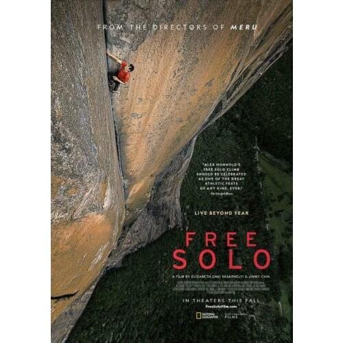 Free Solo Alex Honnold Solo Climb Motivational Movie 2 Silk Fabric Wall Poster Art Decor Sticker Bright