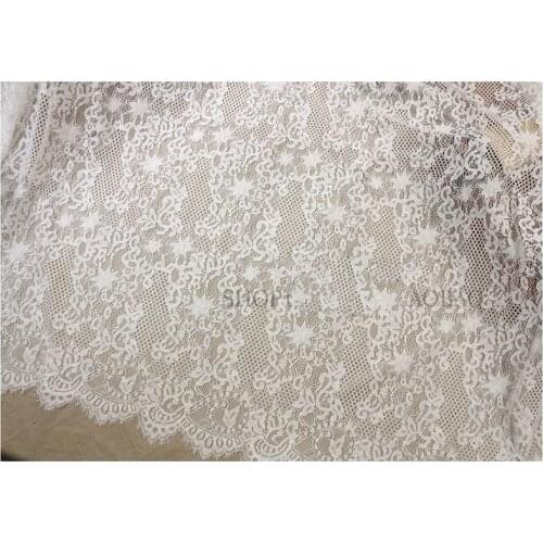 GLace 3M/Lot Black and white nylon cotton heavy eyelash lace fabric DIY apparel dress garment hollow embroidery fabric TX576