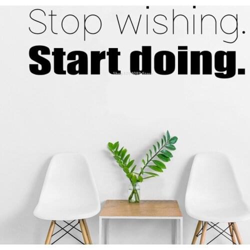 Stop wishing Start Doing Inspirational Quote Wall Sticker Self-adhesive bedroom Office Motivation Murals Business Decor DG265